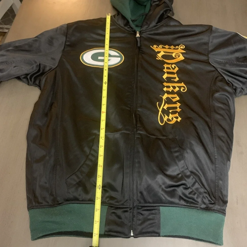 Vtg‎ Green Bay Packer Jacket Reversible 90's Y2k Hip Hop Skater NFL Size M